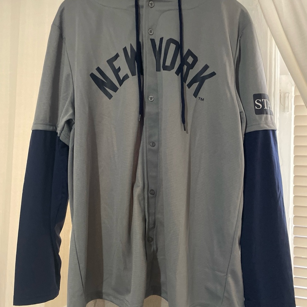 New York Gray and Navy Long Sleeve Shirt